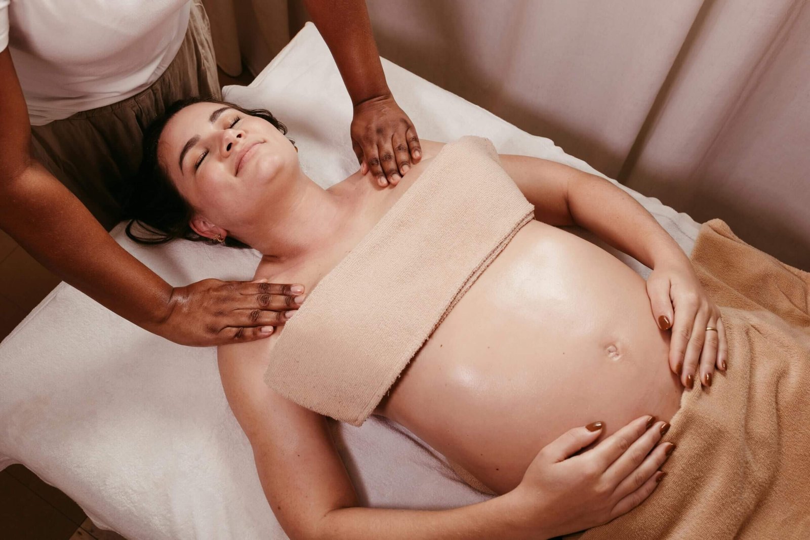 Gentle pregnancy massage treatment for mothers to be